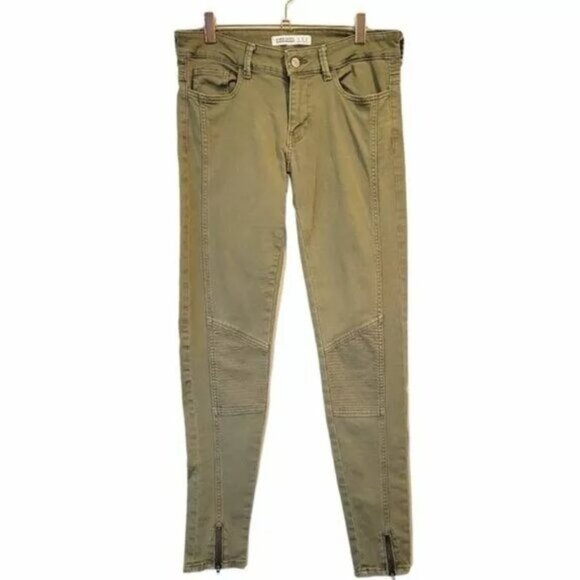 Zara | Z1975 Denim Zipper Ankle Moto Skinny Jeans Green Gray - Picture 1 of 7